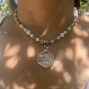 Collier Pierre de Lune, Peristerite et sceau de Salomon