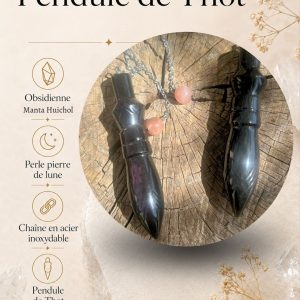 Pendule de THOT en Obsidienne Manta Huichol