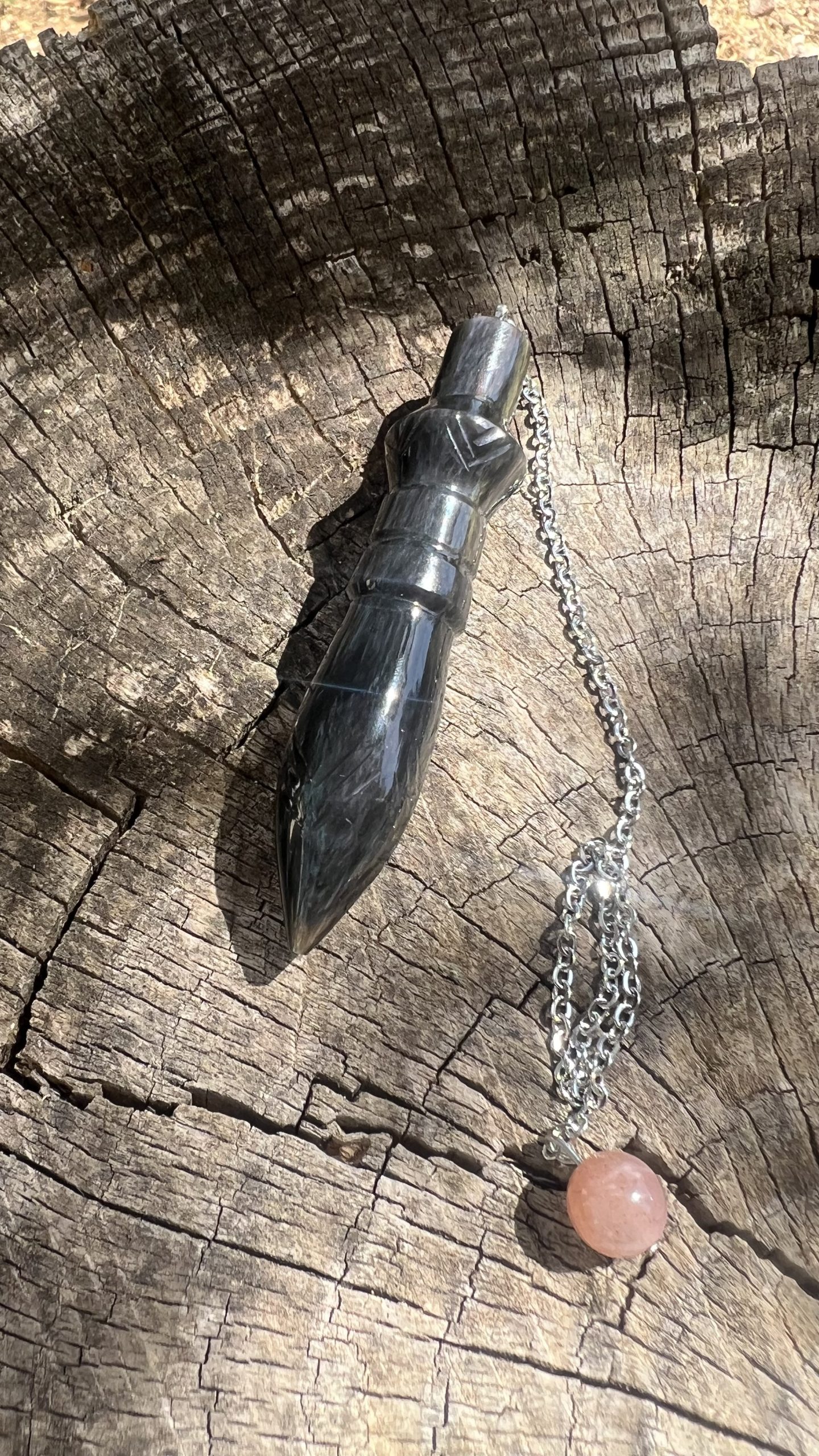 Pendule de THOT en Obsidienne Manta Huichol – Image 2