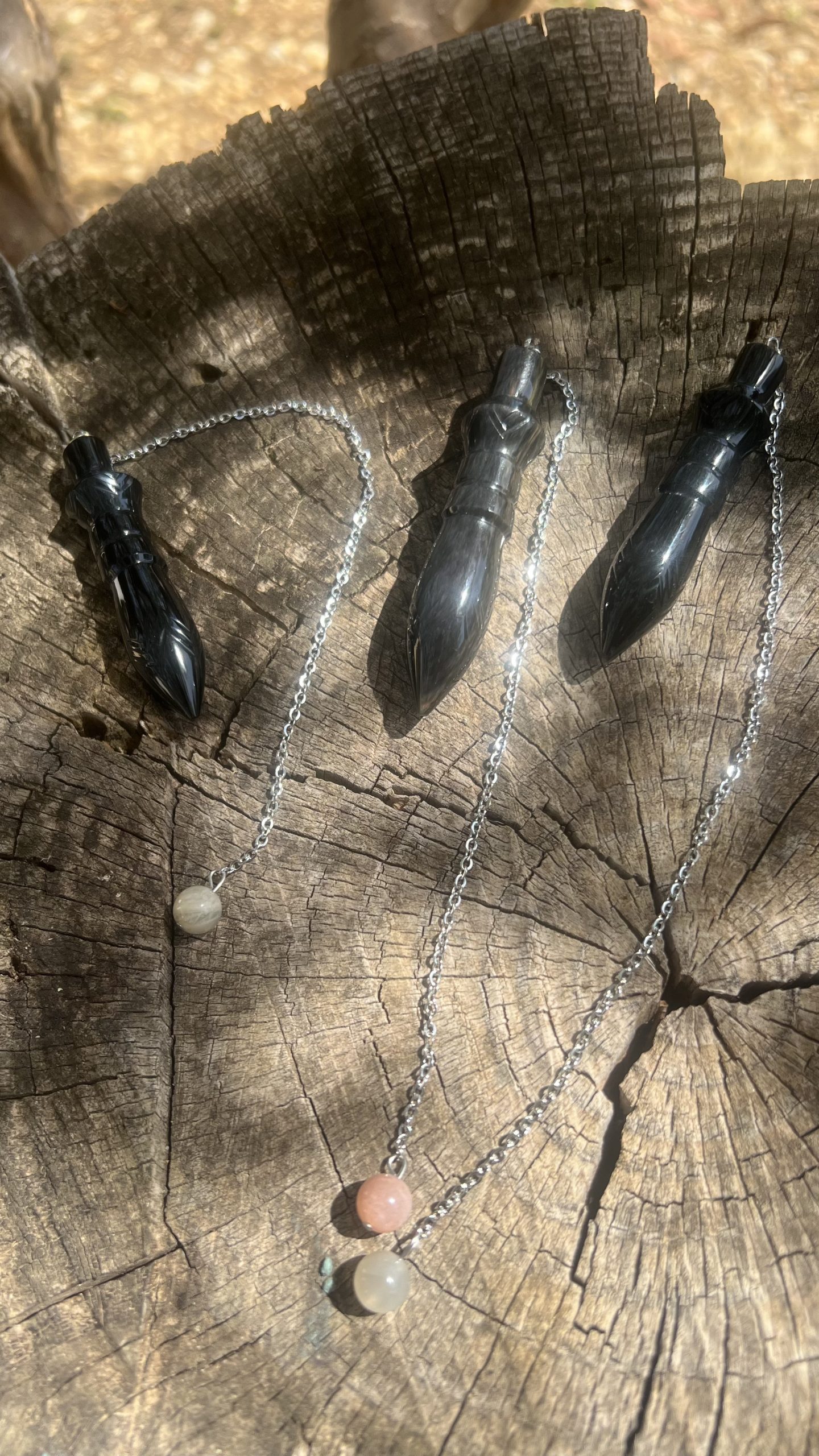 Pendule de THOT en Obsidienne Manta Huichol – Image 4